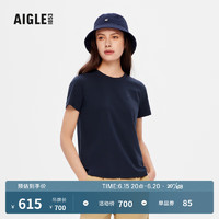 AIGLE艾高2023年春季新品女DFT吸湿排汗UPF40+防晒防紫外线户外短袖T恤 帝国深蓝 AI542 M(165/88A)