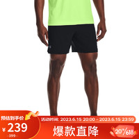 安德玛 Speedpocket男子7英寸跑步运动短裤1361487 黑色001