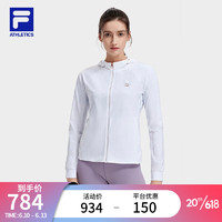 斐乐（FILA）官方女子针织长袖外套2023夏基础简约连帽运动上衣拿铁女孩 玉石白-WT 170/88A/L