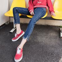 高腰弹力修身铅笔裤九分小脚牛仔裤女