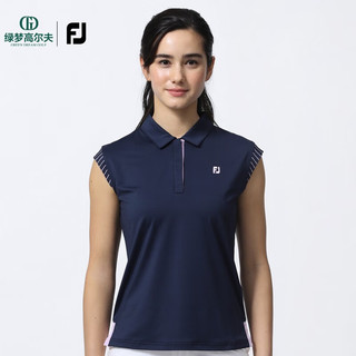 Footjoy高尔夫服装新款女士舒适亲肤透气防紫外线golf短袖POLO衫 白/黄80554 S