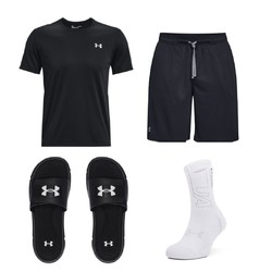 UNDER ARMOUR 安德玛 Tech 男子运动短裤+运动拖鞋+T恤+运动袜