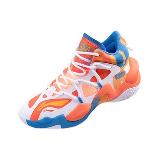 LI-NING 李宁 空袭LOW系列 儿童篮球鞋 YKBR036-7 标准白/萝卜橙 32码