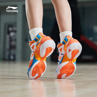 LI-NING 李宁 空袭LOW系列 儿童篮球鞋 YKBR036-7 标准白/萝卜橙 38码