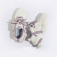 回力（Warrior）老爹鞋女增高厚底跑步运动鞋百搭休闲鞋WXY(ZA)-2005 米白紫 40
