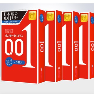 OKAMOTO 冈本 001超薄标准 安全套避孕套双倍果冻润滑 12只 成人用品 计生用品0.01 *4盒（共12片）