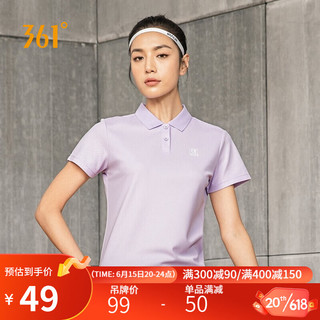 361° 短袖t恤女春夏季翻领休闲运动速干上衣polo衫 662124110-3 XL