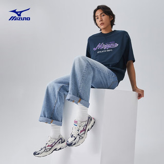 美津浓（MIZUNO）慢跑鞋春季新品舒适耐磨回弹缓震透气跑步鞋 ADVENTURE 05/棉色/藏蓝/荧光粉 44