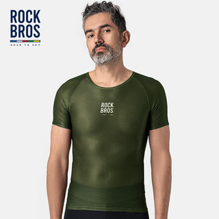 洛克兄弟（ROCKBROS）洛克兄弟天路系列骑行排汗衫男女速干T恤上衣透气公路短袖打底衫 军绿色 XS码