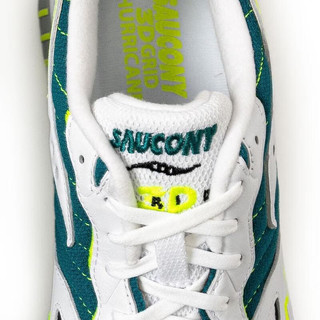 索康尼Saucony男士跑步鞋 3D GRID 系列 新款白黑绿拼色 透气缓冲运动鞋S70646-1 白色/橄榄绿 46.5/US12