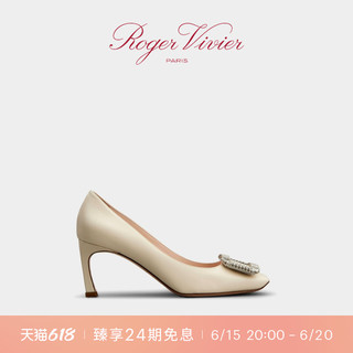 Roger Vivier/RV女鞋Trompette钻扣高跟鞋方头时尚婚鞋细跟单鞋