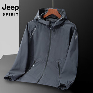 吉普（JEEP）冲锋夹克外套情侣款迷彩单层防泼水夹克外套 STL169M 男黑色5XL