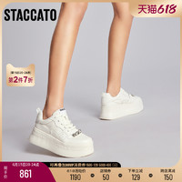 STACCATO 思加图 新款甜美休闲小白鞋增高厚底轻便松糕鞋女鞋C2301AM3C