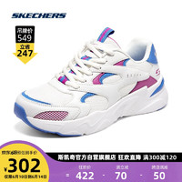 SKECHERS 斯凯奇 丨Skechers女子时尚拼接缓震运动鞋 白色/蓝色/粉色 39