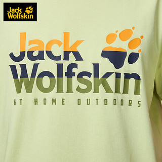 Jack Wolfskin狼爪T恤男春夏新品户外吸湿排汗舒适圆领印花短袖5818374 5818374-4141/浅绿色 L 180/108A