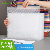 天顺 文件袋按扣式透明塑料A4 20个装/加厚透明斜纹款/白色330