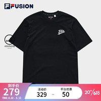 斐乐（FILA） FUSION潮牌男子短袖T恤2023夏新款宽松简约棒球运动上衣 深黑-BK 190/108A/XXXL