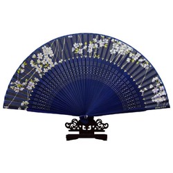 王星记 扇子中国风女式丝绸绢扇古典折扇排茄折叠扇夏季杭州礼品收藏 梨花带雨（排茄）