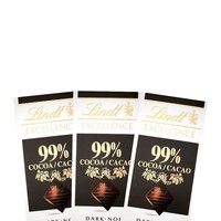 Lindt 瑞士莲 进口Lindt瑞士莲99%可可黑巧克力特醇排装*3块礼品零食低脂零食