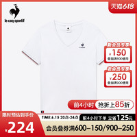乐卡克 法国公鸡女士23年夏季新款日常基础V领短袖T恤CO-0164232