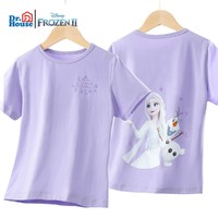 Disney 迪士尼 女童短袖T恤春夏季冰雪系列洋气上衣