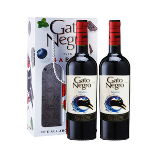 黑猫智利原瓶进口干红葡萄酒梅洛红酒官方旗舰正品2支装