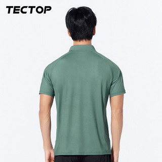 探拓（TECTOP）速干衣 男户外半开立领反光冰感跑步骑行短袖T恤019 男板岩绿XL