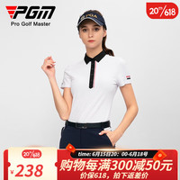 PGM高尔夫套装女士夏季短袖t恤 透气孔设计吸湿速干时尚运动上衣 YF598-白色 S