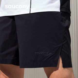 Saucony索康尼跑步4D男士短裤夏季新款五分裤透气专业跑步旗舰宽松运动裤 黑色 S