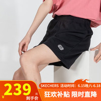 斯凯奇（Skechers）短裤男女情侣款百搭针织夏季裤子宽松透气运动裤缤纷休闲系列 0018/黑色/女款 L