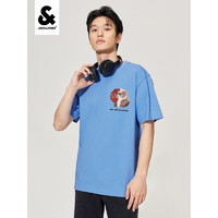 杰克·琼斯（JACK&JONES）新款T恤衫男短袖夏季潮流男女同款百搭圆领上衣半袖男装223101153 蓝色C40 170/92A/S