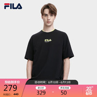 FILA 斐乐 官方短袖T恤情侣款2023夏时尚宽松圆领简约休闲上衣