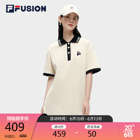 斐乐（FILA） FUSION潮牌女子连衣裙夏时尚宽松简约POLO领连身裙 乳糖色-BG 185/100A/XXXL