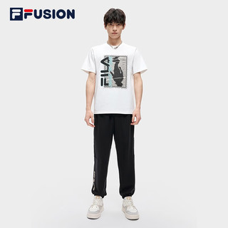 斐乐（FILA） FUSION潮牌男子针织长裤2023夏时尚宽松收口运动休闲裤 深黑-BK 170/80A/M