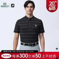 Footjoy高尔夫服装23年新款男士短袖T恤golf小立领夏季短袖条纹男装上衣 黑白条纹80452 L