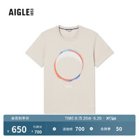 AIGLE艾高2023年夏季新品男DFT速干吸湿排汗户外时尚圆领短袖T恤 貂杏色 AR351 L(180/96A)