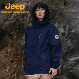 Jeep 吉普 户外官方防水三合一冲锋衣情侣外套新款防风可拆卸登山服