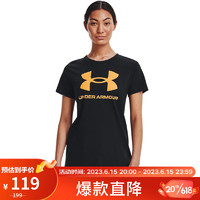 安德玛 UNDERARMOUR）女子训练运动短袖T恤1356305 黑色004 M