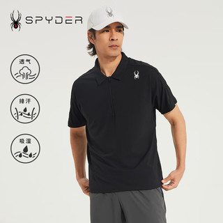 SPYDER蜘蛛男子翻领拉链印花TRAININGPOLO衫23CS433M 23CS433M- 黑色 M