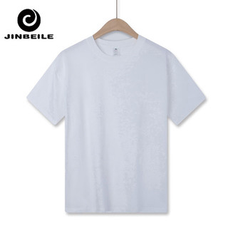 金贝勒（JINBEILE）短袖t恤男夏季宽松透气纯棉白色五分袖T恤打底衫运动百搭上衣服