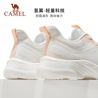 骆驼（CAMEL）运动跑步鞋男2023春夏情侣款轻便回弹大底网布运动鞋 K23S304010，象牙白/粉，女 43