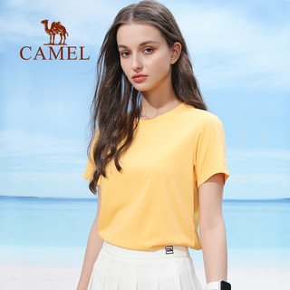 骆驼（CAMEL）情侣速干T恤圆领薄款短袖时尚透气休闲运动上 A012251007，淡豆绿，男 S