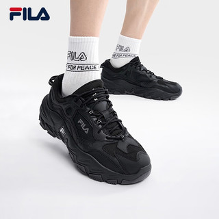 FILA 斐乐 官方掠夺者2男鞋跑步鞋2023夏季老爹鞋运动休闲鞋 黑/锻铁-BF 40