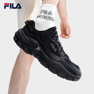 FILA 斐乐 官方掠夺者2男鞋跑步鞋2023夏季老爹鞋运动休闲鞋 黑/锻铁-BF 40