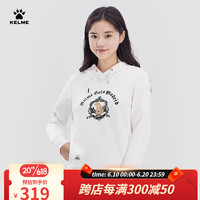 卡尔美（KELME）春秋季新款连帽卫衣女户外休闲套头衫女款潮流百搭宽松上衣 光亮白 2XL