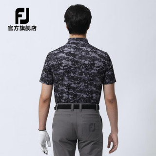 Footjoy新款高尔夫服装男士新款运动舒适golf短袖时尚印花迷彩上衣 迷彩黑80466 L
