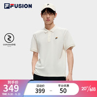 FILA 斐乐 FUSION潮牌男子短袖POLO衫2023夏季短袖T恤男装翻领网球运动上衣 云白色-WT 185/104A/XXL