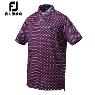 Footjoy新款高尔夫服装新款男士FJ运动舒适印花设计休闲短袖POLO衫 白蓝印花80430 XL