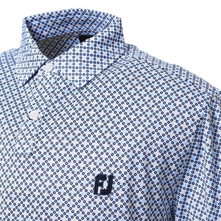 Footjoy新款高尔夫服装新款男士FJ运动舒适印花设计休闲短袖POLO衫 白蓝印花80430 XL