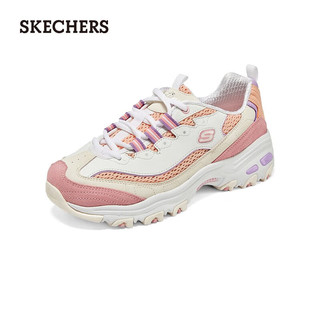 Skechers斯凯奇小冰熊2023年新款拼色老爹鞋厚底熊猫运动鞋896209 珊瑚色/CRL 37